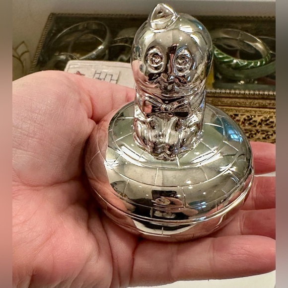 VTG 1994 Oneida - SilverPlate Humpty-Dumpty Keepsake Toothfairy Trinket Box EUC - Picture 1 of 17